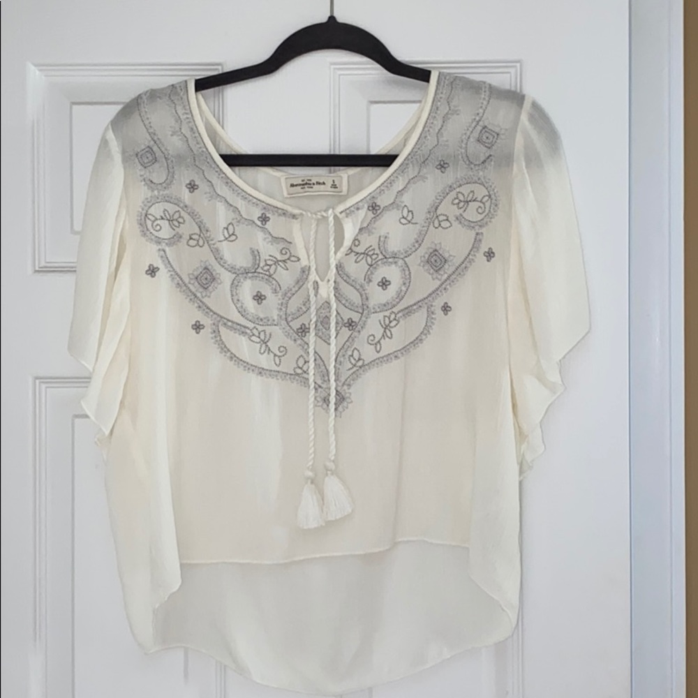 Abercrombie White Oversized Crop Top